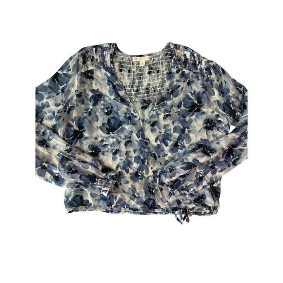 Chelsea and Violet blue floral boho long sleeve shirt size medium - Picture 1 of 7